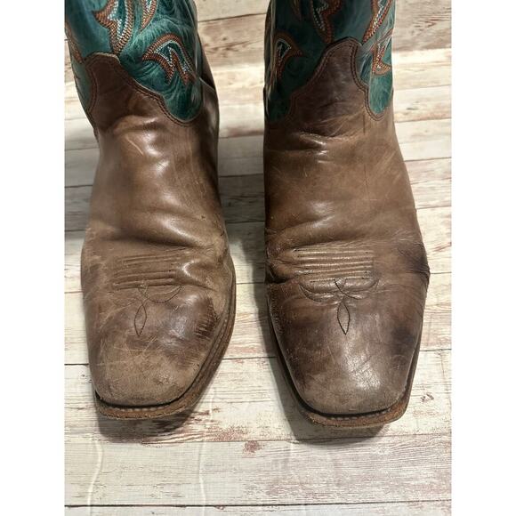 Goodyear Cowboy Boots Men\'s Size 12 D Blue Brown Leather Square Toe Design main image 13